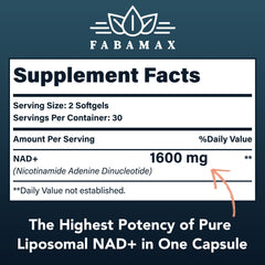 Back label showing supplement facts and dosage information