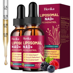 Front view of Hovika Liposomal NAD+ 2-Pack bottle in mixed berry flavor