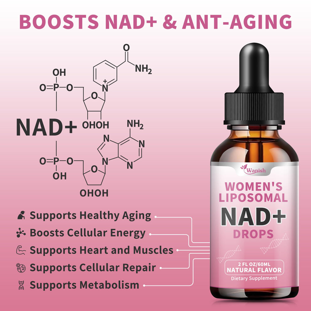 Close-up of NAD+ liposomal drops bottle label