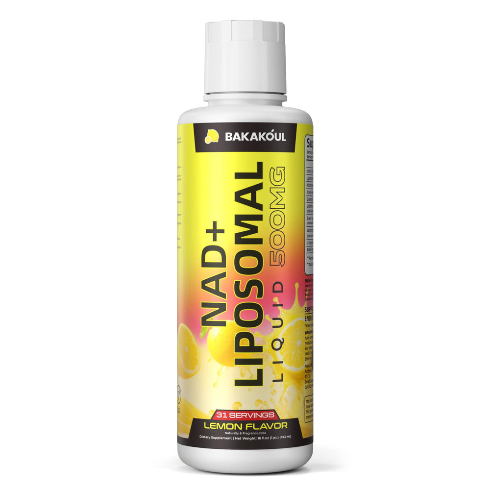 Liposomal NAD+ liquid product with lemon flavor label