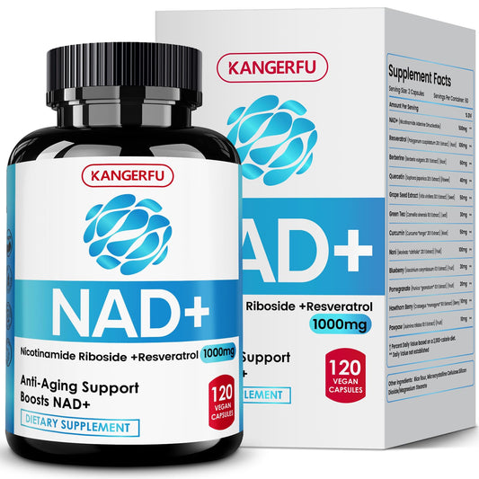 Bottle of Liposomal NAD Resveratrol supplements for women, 120 capsules
