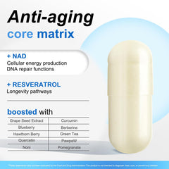 Label showing 1000mg NAD+ and botanicals
