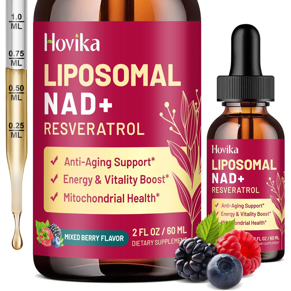 Liposomal NAD supplement bottle with mixed berry flavor