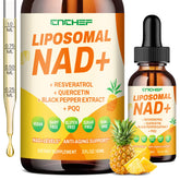 Front view of Liposomal NAD+ supplement bottle with 2 fl oz