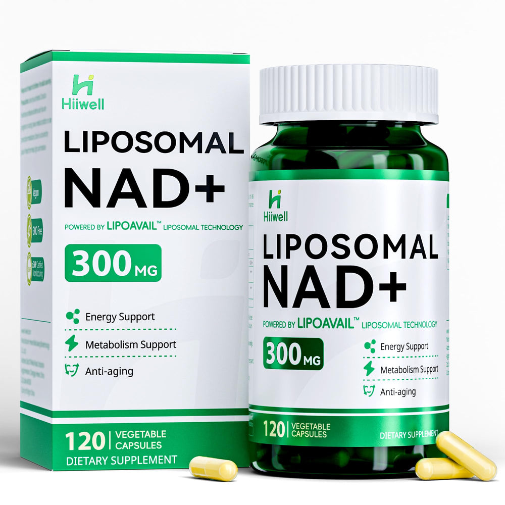 Liposomal NAD+ supplement bottle with 120 capsules