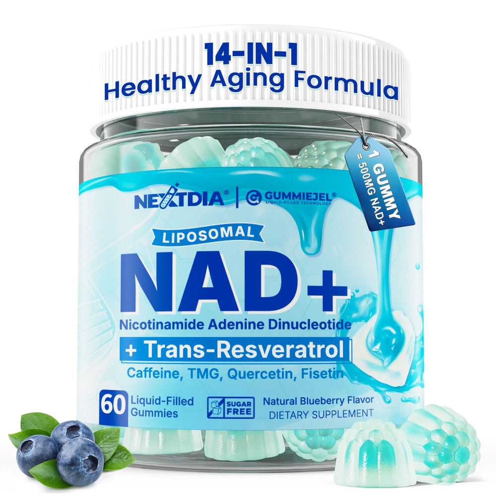 Front view of Liposomal NAD+ supplement bottle (60 count)