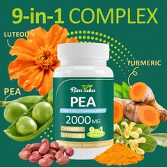9-in-1 antioxidant support concept with PEA, Luteolin, Turmeric and Fisetin