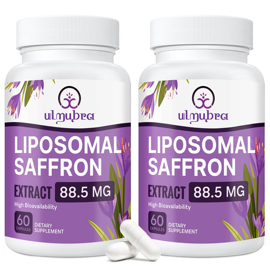 Bottle of liposomal saffron capsules with 120 vegan capsules
