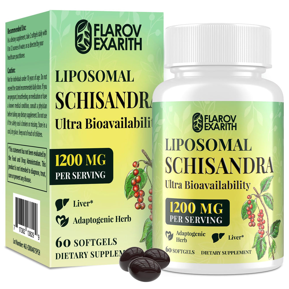 Liposomal Schisandra Berry Extract 1200mg bottle with 60 vegan softgels