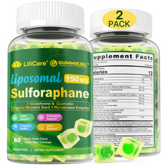 Front view of liposomal sulforaphane 150mg gummies with broccoli seed extract