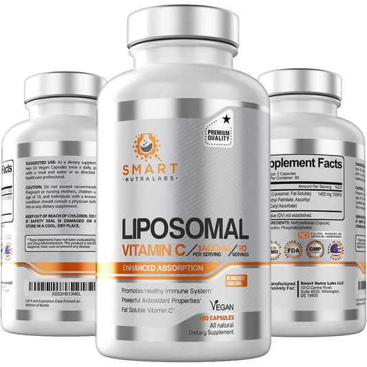 Liposomal Vitamin C 1400mg bottle with 180 vegan capsules