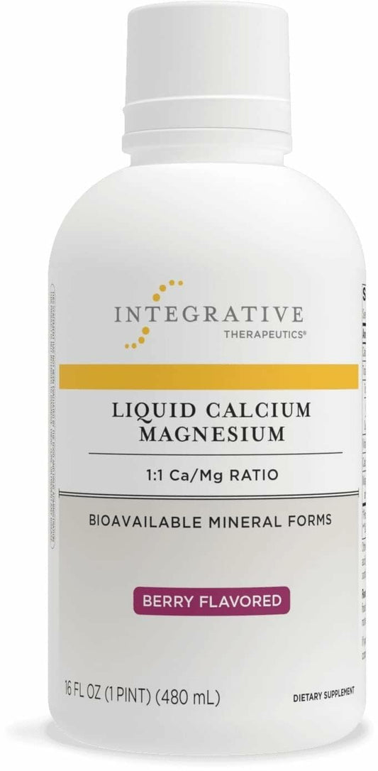 Bottle of Integrative Therapeutics Liquid Calcium Magnesium Berry 16 oz with 32 servings