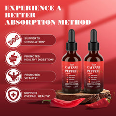 Transparent bottle of cayenne pepper drops being added to water
