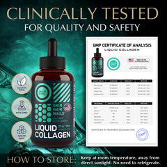USA-made label on collagen drops bottle