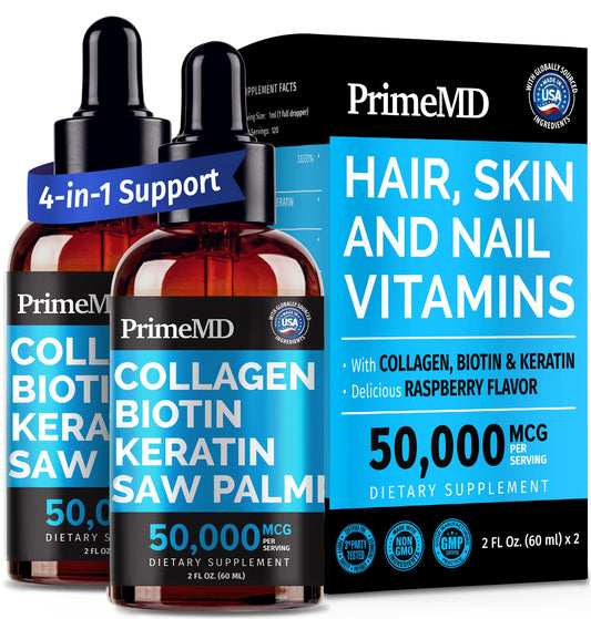 Bottle of liquid collagen peptides serum for women with biotin