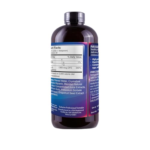 Dropper dispensing liquid folic acid into glass