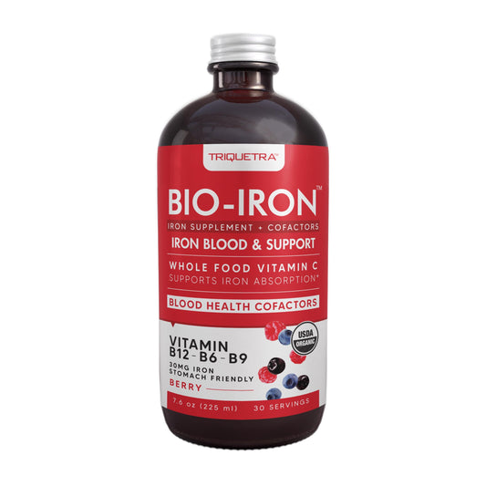 Front view of Liquid Iron Supplement bottle with berry flavor, 7.6 oz