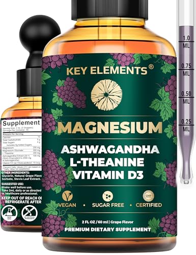 Liquid Magnesium Glycinate bottle for sleep with L-Theanine and Ashwagandha