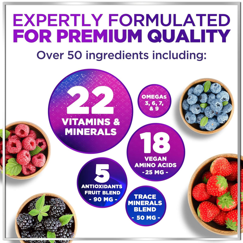 Close-up of berry flavor liquid multivitamin