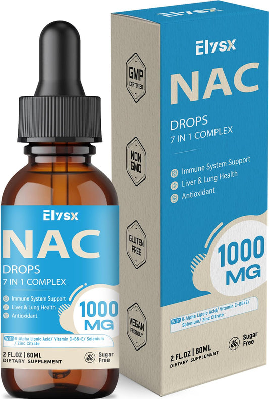 Bottle of Liquid NAC Drops 1000mg with lemon flavor (2 oz)