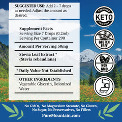 Stevia drops being added to a cup of tea
