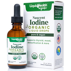 Bottle of LIQUIDHEALTH Nascent Iodine Drops, 2 oz, USDA Organic, Made in USA