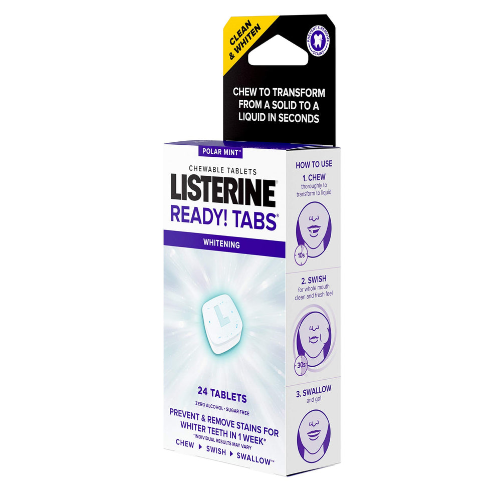 Close-up of Polar Mint whitening tablet dissolving