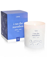 Literie NYC inspired I Ran The Marathon candle in a 9oz glass jar