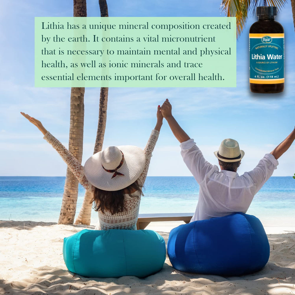 Rear view of Lithia Water 4 oz bottle