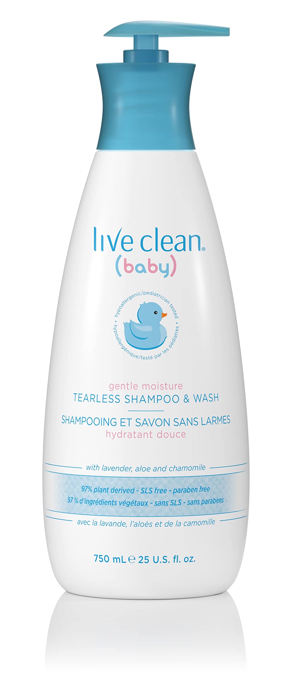 Front view of Live Clean Baby Tearless Shampoo & Wash bottle