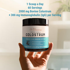 Nutrition facts panel for Live Conscious Colostrum Powder