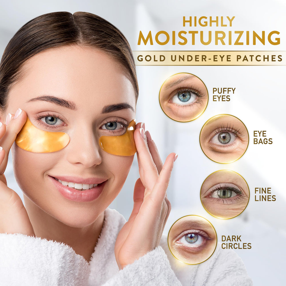 Live Wild Beauty collagen-enriched eye patches during application for hydration