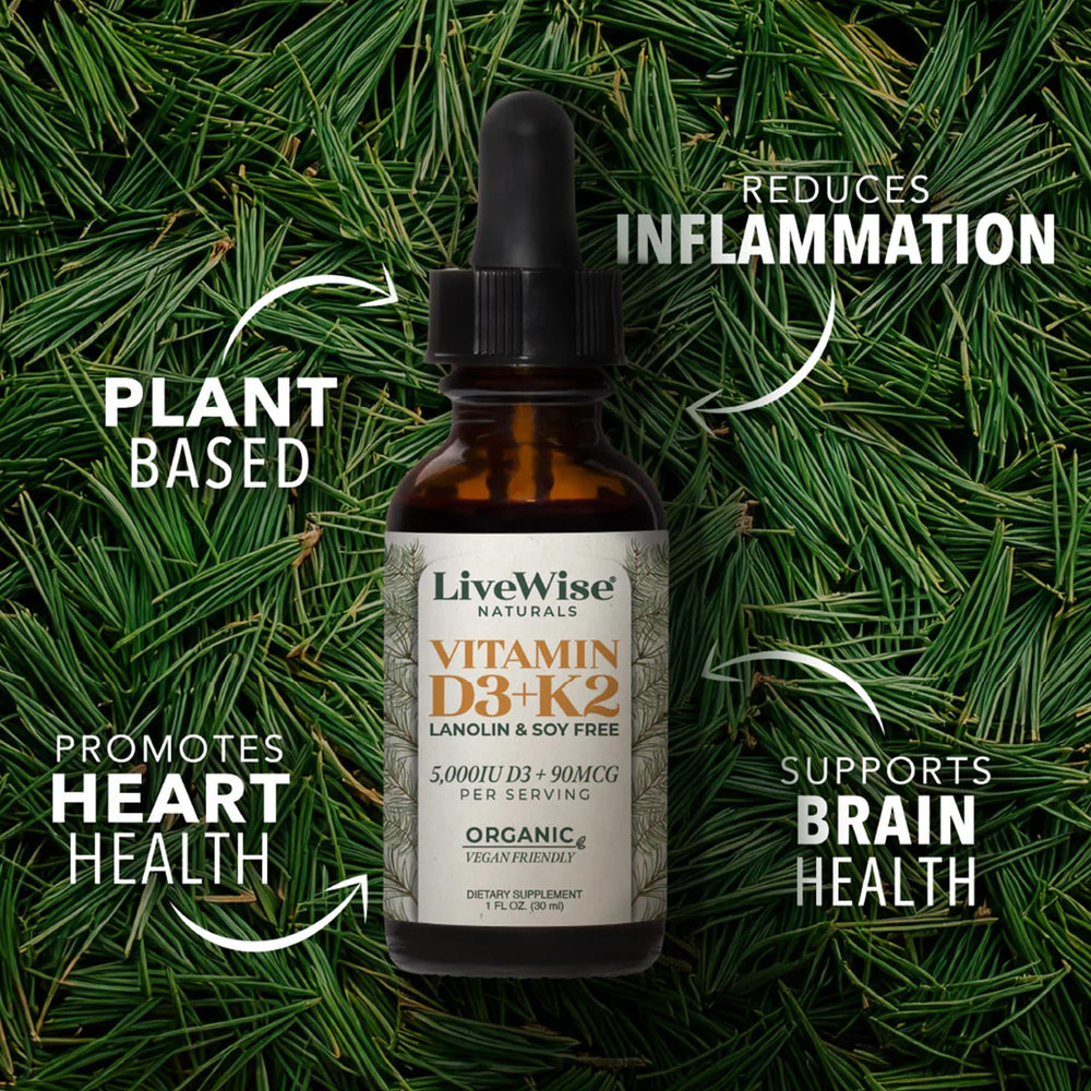 Healthy lifestyle with vitamin D3+K2 5,000 IU from Live Wise Naturals