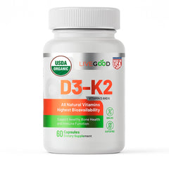 LIVEGOOD D3-K2 bottle with 60 capsules and label