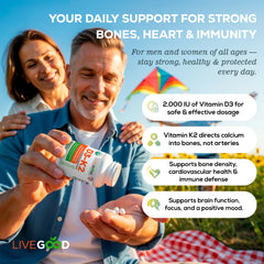 Easy-to-swallow LIVEGOOD D3-K2 capsules for daily use