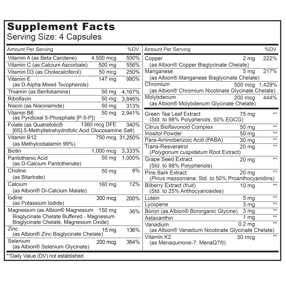 Close-up of premium, high-quality ingredients used in the multivitamin