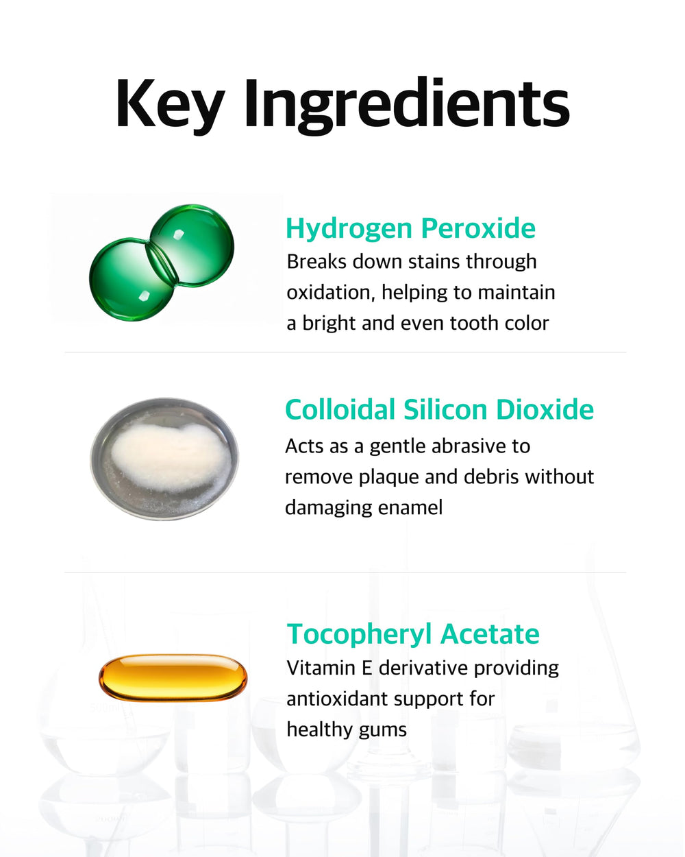 Hydrogen peroxide whitening action in toothpaste