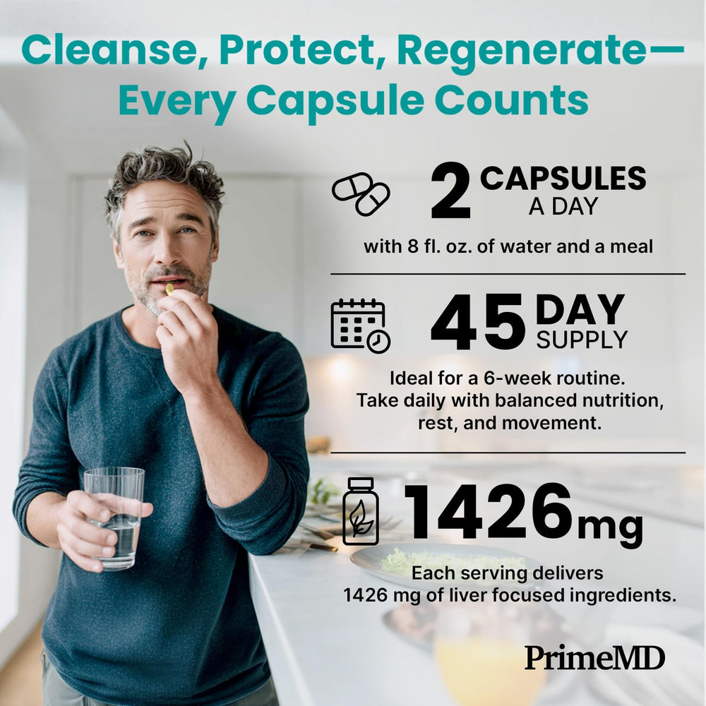 Two capsules with water for liver care