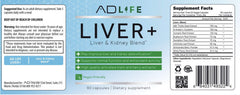 Liver+ bottle showing 90 capsules and label