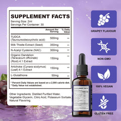 Back label of Liver Support Liquid Drops bottle