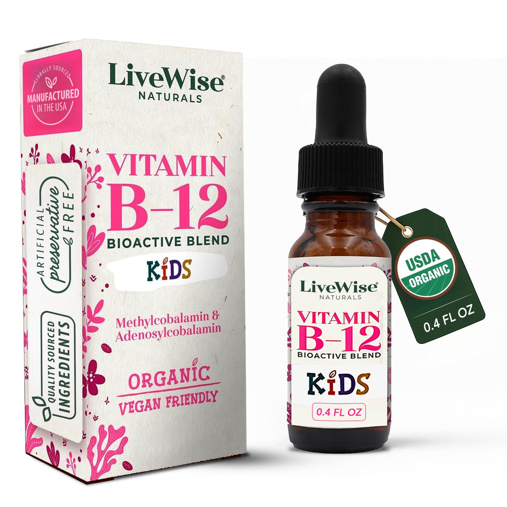 Front view of LiveWise Naturals B12 Liquid bottle