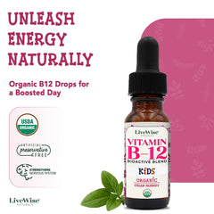 Back label of LiveWise Naturals B12 Liquid bottle