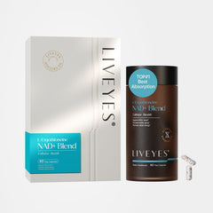 LiveYes NAD+ supplement bottle for women featuring NR, NADH and L-Ergothioneine