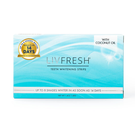 LIVFRESH Teeth Whitening Strips box and packaging