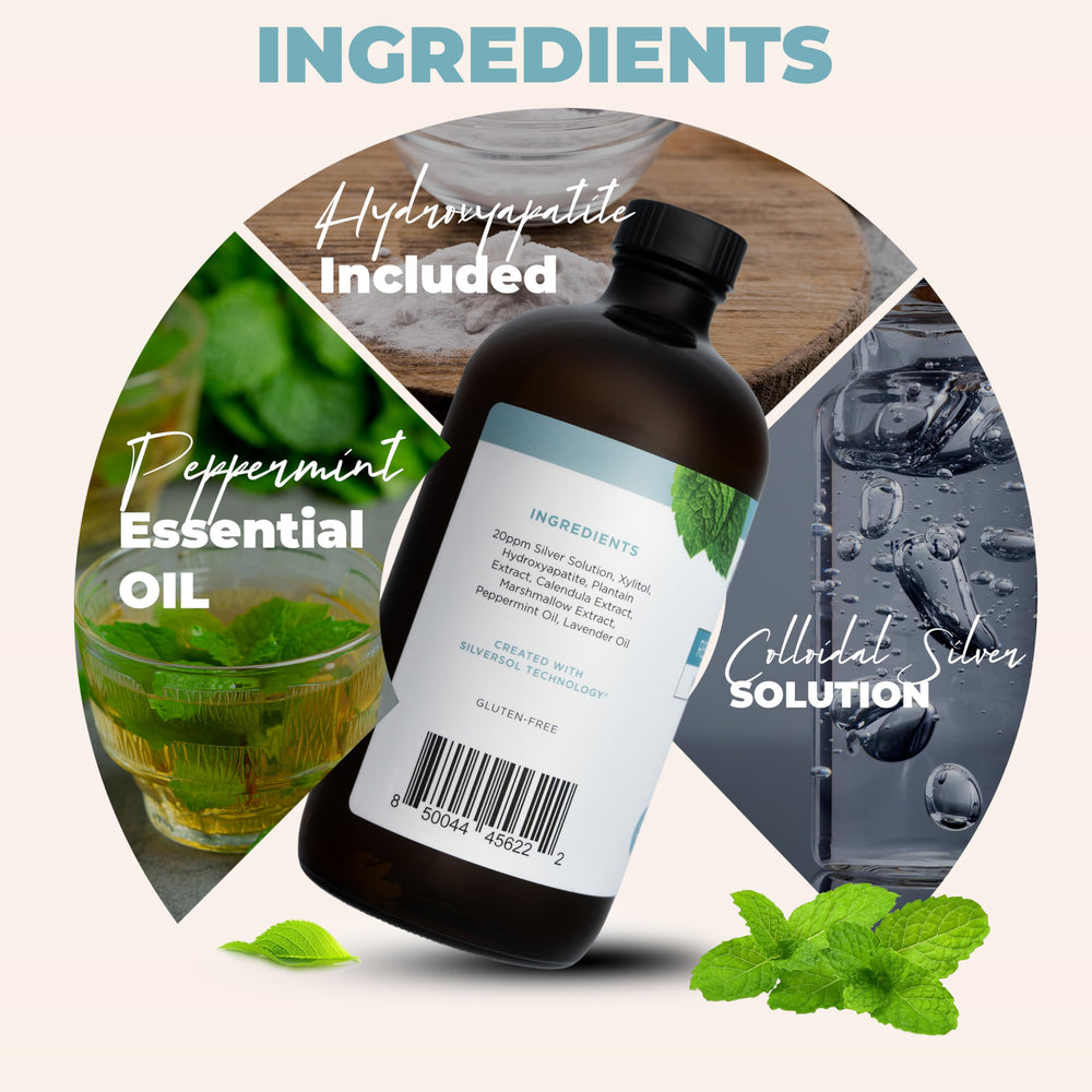 Ingredients highlight: hydroxyapatite, colloidal silver, xylitol