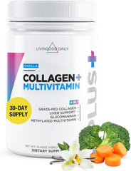 Livingood Daily collagen vanilla bottle, easy to store and blend into drinks.