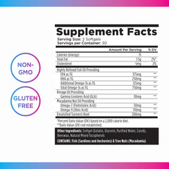 Bottle label showing gluten-free and non-GMO ingredients