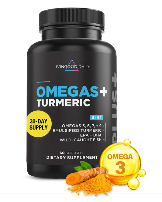 Front view of Livingood Daily Omega Triple Omega 60 softgels bottle