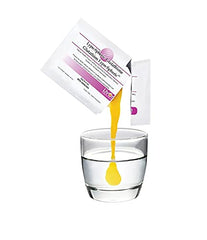 Glutathione packet being squeezed into water