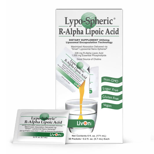 LivOn Lypo-Spheric R-Alpha Lipoic Acid 30-pack packets label